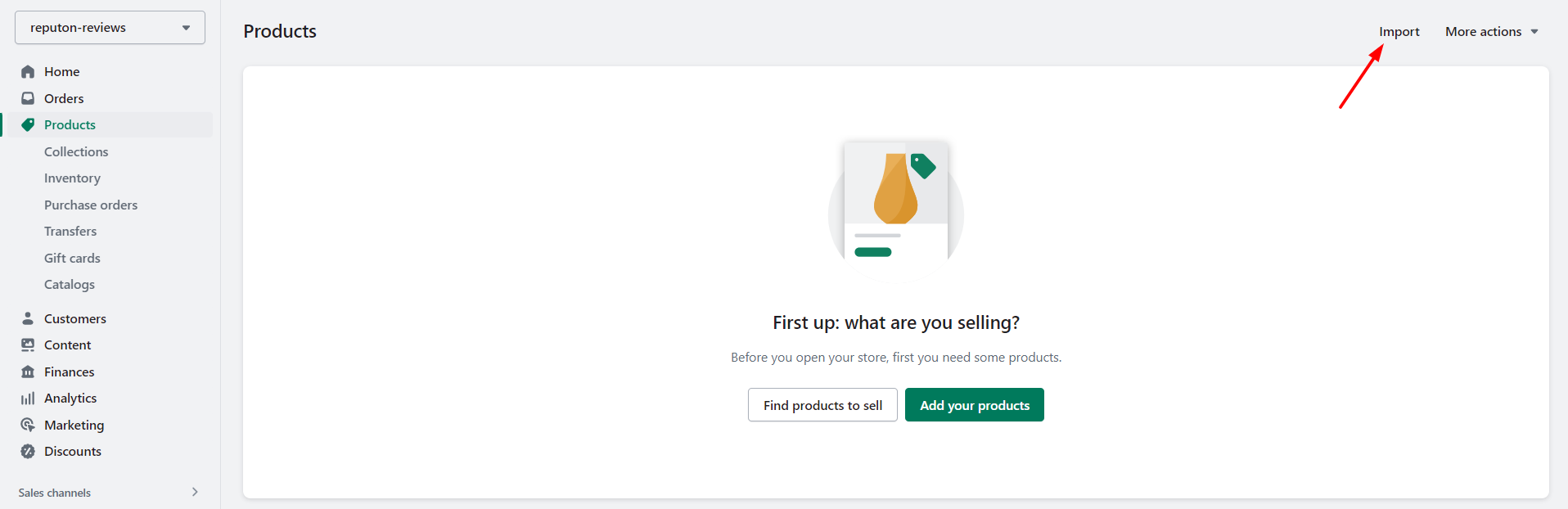Shopify Products import button